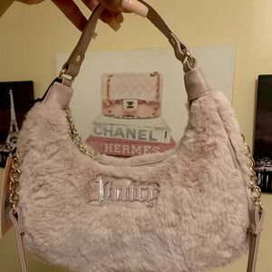 Blush pink faux fur juicy couture shoulder bag